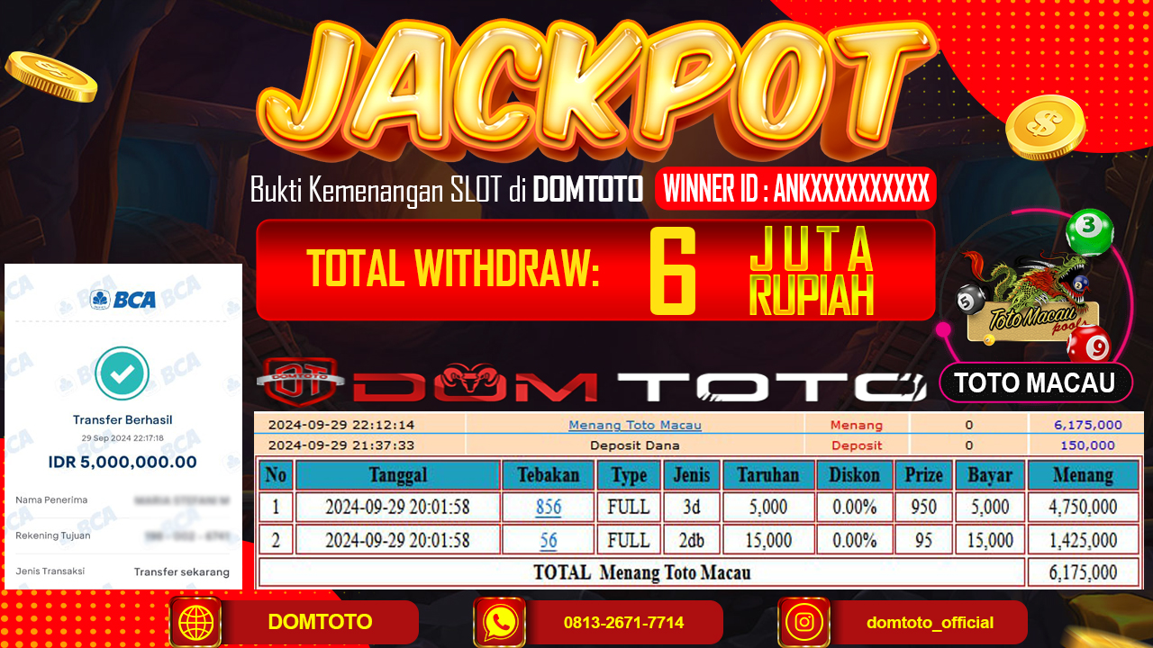 JACKPOT TOGEL TOTO MACAU 30 SEPTEMBER 2024